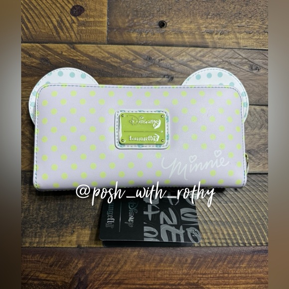 Loungefly Disney Minnie Mouse Pastel Polka Dot Zip Around Wallet, NWT - Picture 4 of 9